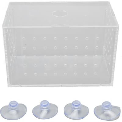 Vis Kweekbak Hoge Transparantie Acryl Kweekbak Incubator Tank met Zuignappen voor Baby 14x8x9cm / 5.5x3.1x3.5in white
