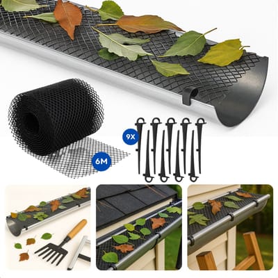 Cheqo® Dakgootbeschermer - Dakgootbescherming - Tegen Bladeren in Dakgoot - Bladvanger - Dakgoot Beschermer - Kunststof Gaas - 6 Meter