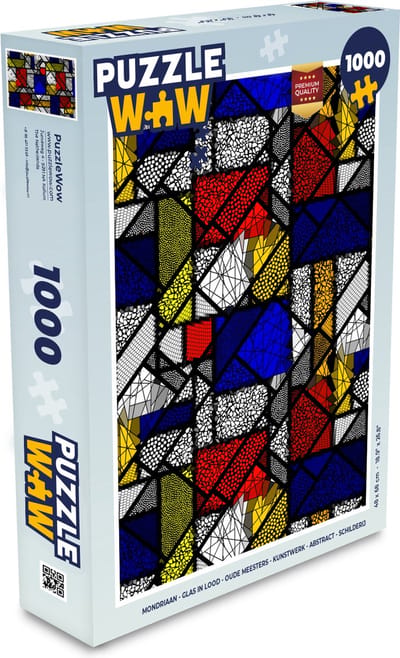 Puzzel Mondriaan - Glas in lood - Oude Meesters - Kunstwerk - Abstract - Schilderij - Legpuzzel - Puzzel 1000 stukjes volwassenen