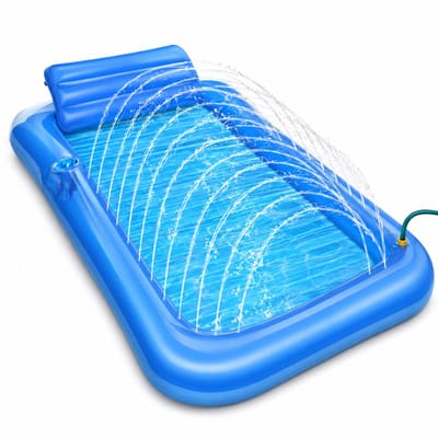 DreamGoods Tanning Bed met Sproeier – Opblaasbare Tanning Pool – Luchtbed Zembad – Water Ligbed - Water Aansluiting en Bekerhouder – 200 x 124 cm