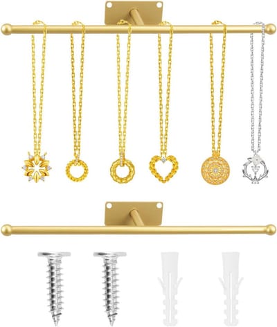 Sieraden Organizer - Wandrek Houder - Sieraden Opbergen - T-Vorm Ontwerp - 31 x 4.8 cm - Goud