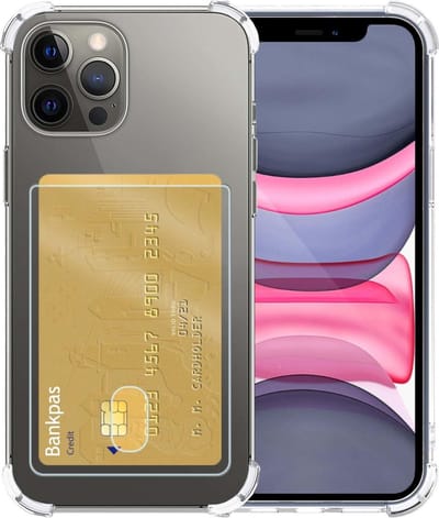 Hoesje - Geschikt voor Apple iPhone 11 Pro - Met Pashouder en Kaarthouder - Telefoon Hoes Shockproof - Siliconen Case - Back Cover - Shock Proof - Pasjes Houder - Telefoonhoesjes - Transparant