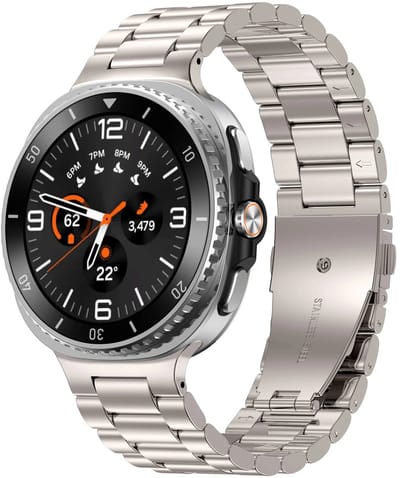 Strap-it Stalen schakel band - RVS bandje met vlindersluiting geschikt voor Samsung Galaxy Watch 9 (40/44mm) / Watch 8 (40/44mm) / 8 Classic (46mm) - sterrenlicht / starlight