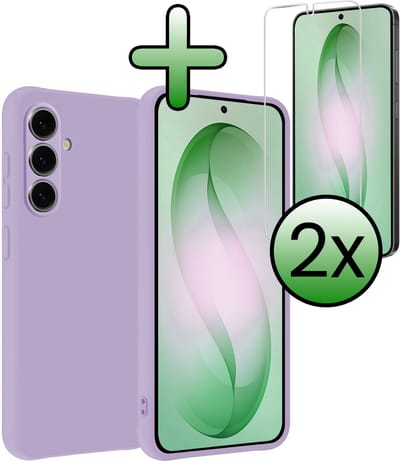 Hoesje Met 2x Screenprotector - Geschikt voor Samsung Galaxy S26 - Sterk & Shockproof - Back Cover - Siliconen Case - Telefoon Hoes - Lila