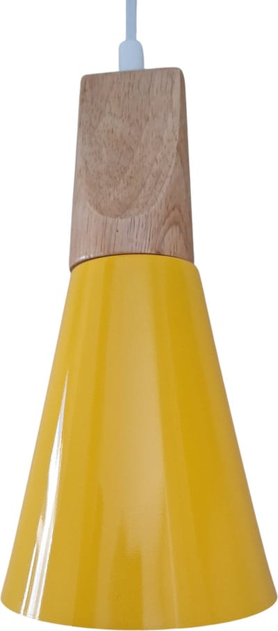 Hanglamp Modern Geel met hout 13,5 cm - Scaldare Cefalu