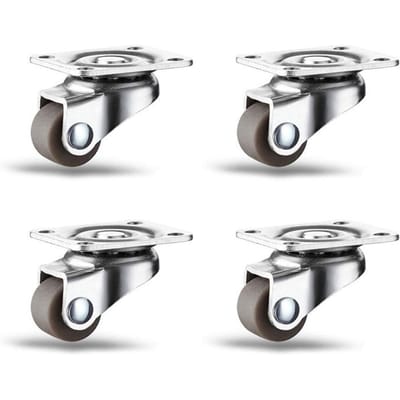 4 stuks mini-zwenkwielen 0,5 inch laag profiel rubberen kleine zwenkwielen, voor kleine apparaten, meubels, speelgoedkarren en opbergdozen Soft rubber