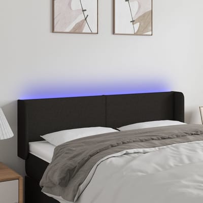vidaXL - Hoofdbord - LED - 147x16x78/88 - cm - stof - zwart