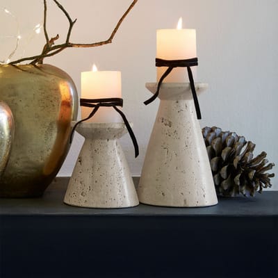 LOBERON Kaarsenhouder set van 2 Bazrahim beige