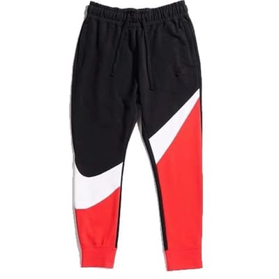 Nike Broek met Grote Logoprint en Trekkoord Heren Onderstukken Zwart Rood AR3087-657 L black
