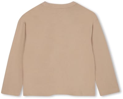 Beige jongens longsleeve met fun print 110