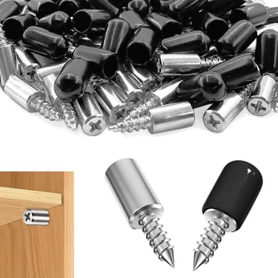 Set van 60 houten plankdragers met antislipkap voor meubels, kasten en boekenplanken - Zwart
