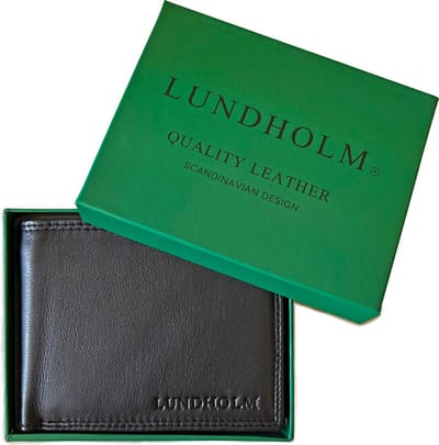 Lundholm Portemonnee Heren zwart met RFID anti skim - pasjes houder cadeautje geschenk - Stockholm serie billfold mannen portefeuille