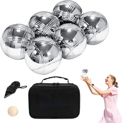 Jeu de boules set - Petanque ballen - Buitenactiviteiten Spel - Roestbestendig metaal - 6 ballen - Zilver