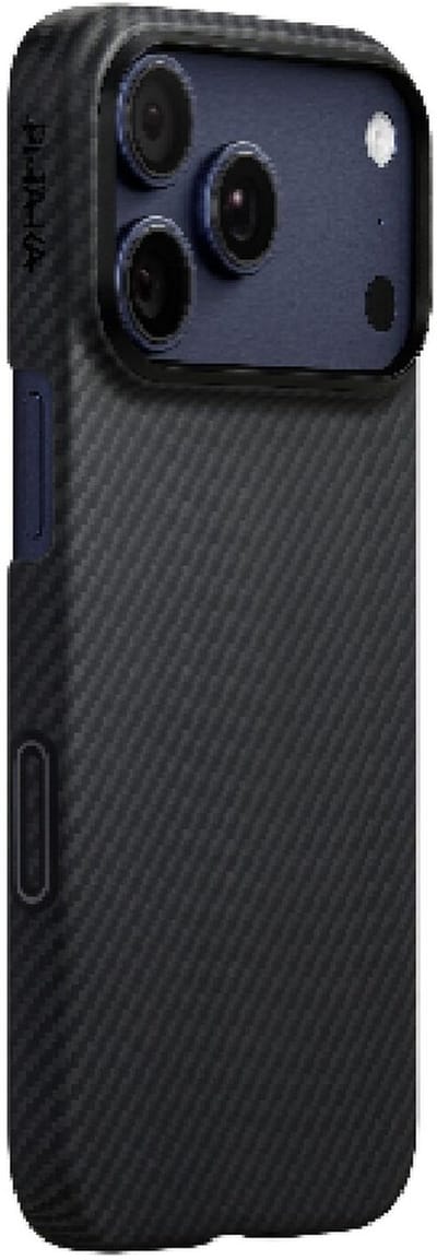 PITAKA Ultra-Slim Case - Hoesje Geschikt voor Apple iPhone 17 Pro - Compatibel met MagSafe - 600D Aramidevezel Back Cover - Ultra Dun - Zwart Grijs