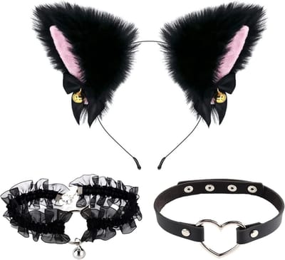 Dierenkostuum voor cosplay met kattenoren, hoofdband met bellen, perfect voor Halloween, carnaval en anime-feesten.