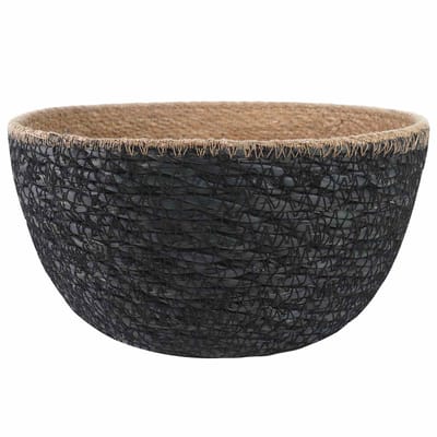 vidaXL Plantenpot met handvatten 2 st Zwart Ø 22 x 20 cm 100% Zeegras