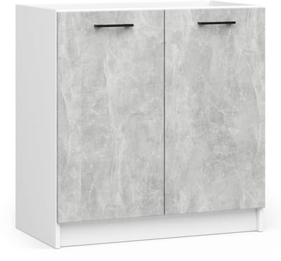 Onderkast voor Spoelbak OLIWIA S80 / Keukenkast modulaire / AKORD Furniture Factory / Wit – Beton Grijs / 80 x 82 x 46 cm