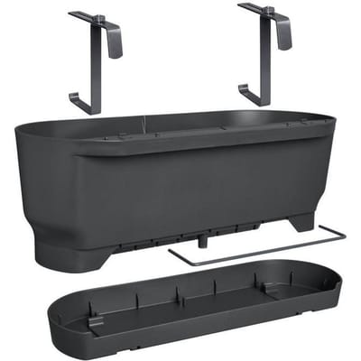 ELHO Balconniere Greenville Easy Balcony 52 - Living Noir - Balcon - L 21.2 x W 52 x H 19.4 cm