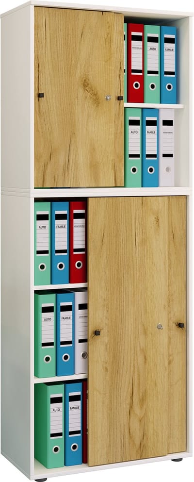 Houten kantoorkast Dossierkast Kantoormeubilair Kast Lona 5-voudige schuifdeuren