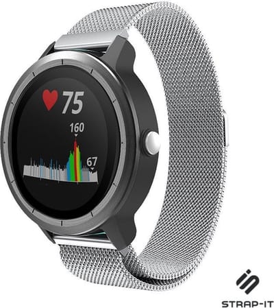 Strap-it Luxe Milanese bandje - geschikt voor Garmin Vivoactive 3 / Vivoactive 5 / Venu / Venu SQ / Vivomove HR / Forerunner 245 / 570 - 42mm / 645 - zilver