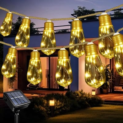Verlichte Tuin Sfeerlampen 6,5 m met 80 Waterdichte LED's en 10 Onbreekbare Lampen voor Kerst, Feestjes en Buitengebruik