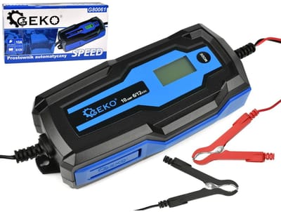 GEKO Automatische acculader - 6/12V - 10A - LCD display - IP65 waterdicht