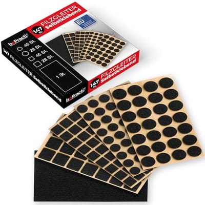 Viltglijders Set - Zelfklevende Pads - Meubels Beschermen - Hoge Kwaliteit Vilt - 147 Stuks - Zwart