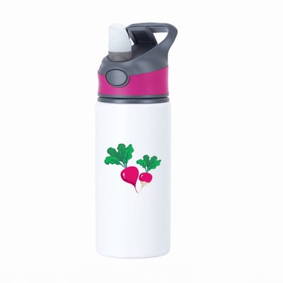 Hacebo® - radijs waterfles met rietje roze - Groente - Groente liefhebbers - Rode knol - gezond eten - water fles - 650ML