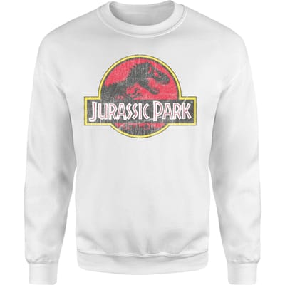 Jurassic Park Logo Vintage Sweatshirt - White - S