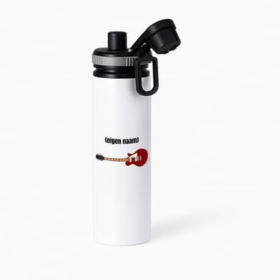 Hacebo® - rode elektrische gitaar met eigen naam waterfles met draaidop grijs - Gitaar - muziek liefhebbers - gitaristen - gitaar liefhebbers - verjaardag - cadeau - kado - water fles - 850ML