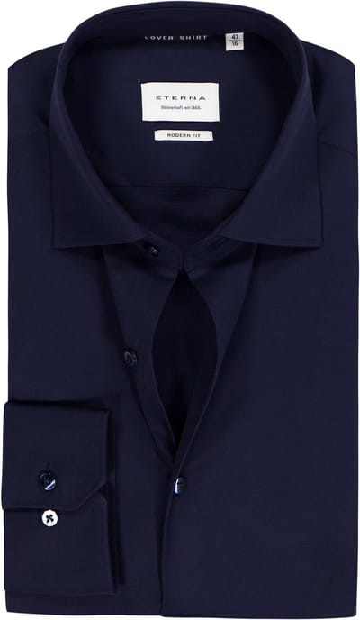 ETERNA modern fit overhemd - twill heren overhemd - donkerblauw - Strijkvrij - Boordmaat: 42