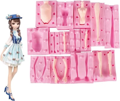 7-delige Fondant Poplichaam Mal 3D Lichaamstaart Mal DIY Klei Zachte Klei Epoxy Hars Siliconen Mal Bakgereedschap