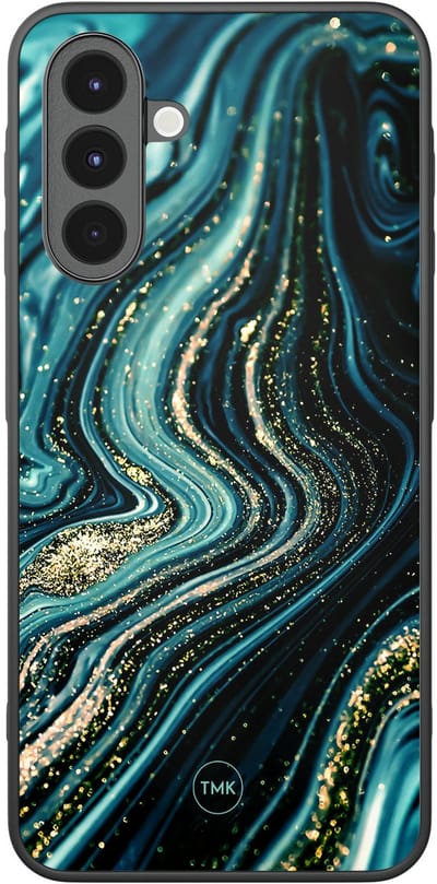 Hoesje geschikt voor Samsung Galaxy A16 - Blue marble waves - Blauw - TPU case - Marmer - Hardcase zwart telefoonhoesje