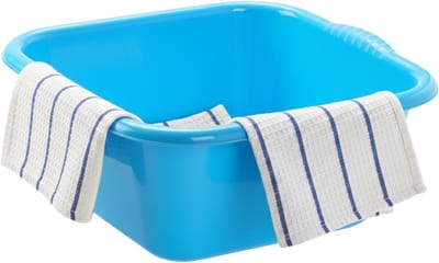 Plasticforte teiltje afwasbak - vierkant - kunststof - 6 liter - 31 x 29 x 13 cm - Blauw - Schoonmaken - klein formaat