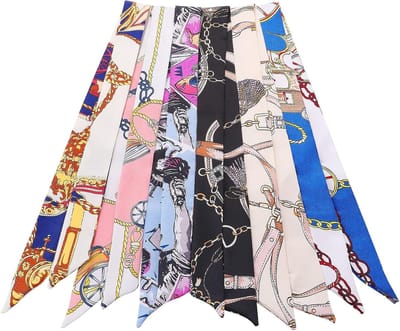 6 Packs Gemengde Ontwerpen Satijnen Handtas Handvat Wraps met Sjaal voor Dames, Multicolor, 88*4cm - Perfect voor Mode en Accessoires