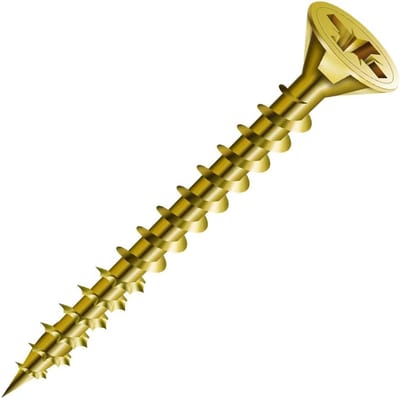 Famanu – Universele schroeven 5,0 x 60 mm met verzonken kop en volledige schroefdraad, kruiskop, geel verzinkt (100 stuks)