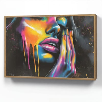 Wandlamp 90x60 cm - Oplaadbaar - Vrouw - Gezicht - Verf - Kunstzinnig - Wandlampen binnen woonkamer - Slaapkamer lamp - Decoratieve nachtlamp - Vloerlamp draadloos