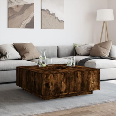 vidaXL - Salontafel - 100x100x40 - cm - bewerkt - hout - gerookt - eikenkleurig