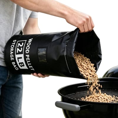 Opbergcontainer Houtpellets - Pelletzak Houder - Barbecue Voorbereiden - Vochtvrije Opslag - 28 x 28 x 57 cm - Zwart