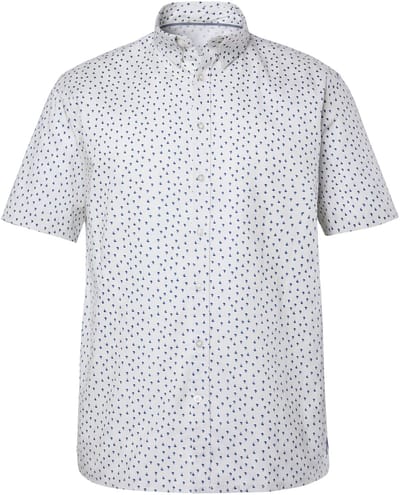 Men Plus - Heren - overhemd korte mouwen kentkraag minimalistisch motief tot 8XL - Lichtblauwgrijs - Maat 3XL