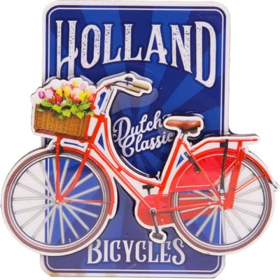 Matix Magneet Fiets Holland 8,5 X 8,5 Cm Mdf Rood/blauw