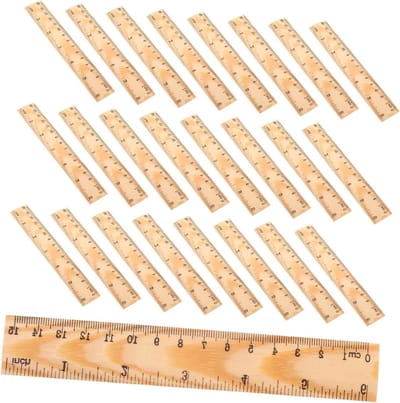 Houten Linialen Set - Meetlinialen Kinderen - Tekenen En Meten - Natuurlijk Hout Materiaal - 20 Stuks - Natuurlijk Hout