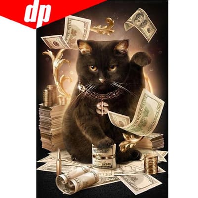 5D DIY Diamond Painting Geld Kat Borduurwerk Volledige Ronde Diamant Kruissteek 20X30 beige