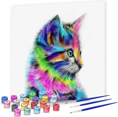 Rubye Schilderen op nummer - Kleurrijke Kat - Inclusief verf en penselen - 40x50cm