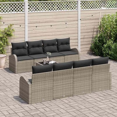 vidaXL - Tuinbank - Set - 9 - st - Grijs - poly - rattan