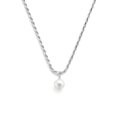 YO&NO - Zilver - Ketting - parel - 41+4cm - Sieraden Vrouw - Zilver 925