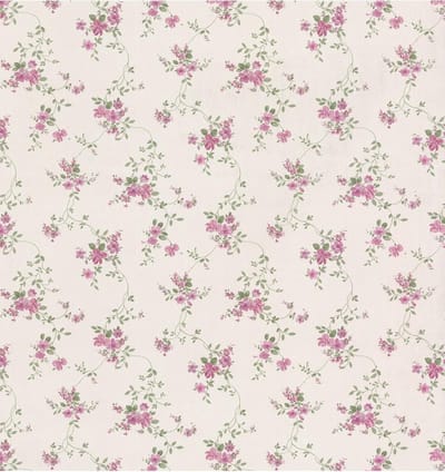 Dollhouse engelse bloemen behang (vlakvinyl, wit oudrose)