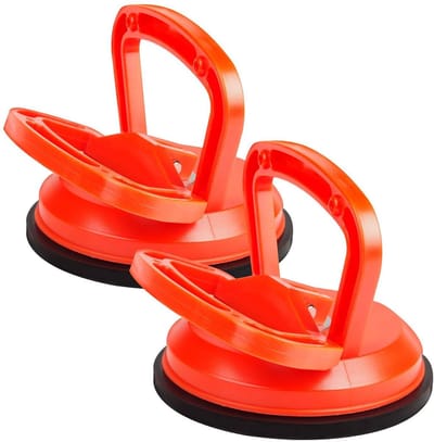 Allecto - 2 Zuignappen 40 kg Vacuümzuiger - Verplaatsen van Zware Objecten - Oranje - Perfect voor Tegels en Glas - Ideaal Gereedschap voor Huishou...