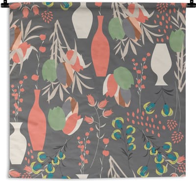Wandkleed - Wanddoek - Boeket - Bloemen - Patronen - 90x90 cm - Wandtapijt
