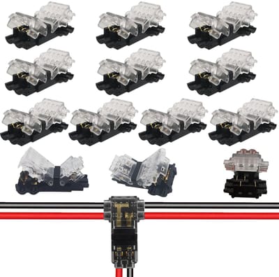 Dailygoody - T-connectoren - kabelverbinders - eenvoudig te gebruiken - 10 stuks - 2-pins - ideale oplossing voor bekabeling - geschikt voor 18-22